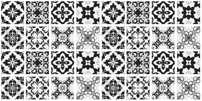 Zwart-witte tegels vinyl vloerkleed keuken