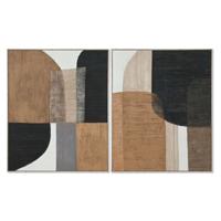 Schilderij Home ESPRIT Bruin Zwart Abstract Stads 82 x 4,5 x 102 cm (2 Stuks)