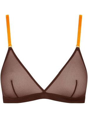 Maison Close soutien-gorge triangle en mesh - Marron