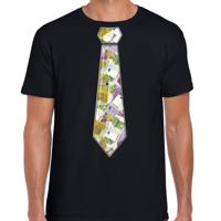 Cadeau T-shirt voor heren - geld stropdas - zwart - verjaardag