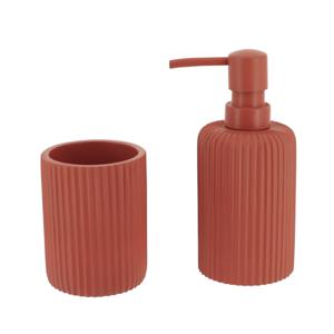 Tendance Badkamer accessoires set 2-delig - Polyresin - terracotta - geribbeld