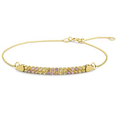 Armband geelgoud-amethist-saffier-citrien-periodot goud- en meerkleurig 16-18 cm