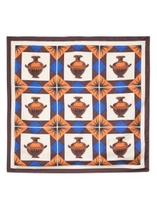 Drôle De Monsieur foulard en soie à motif zigzag - Marron