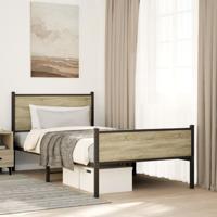 Bedframe zonder matras metaal sonoma eikenkleurig 107x203 cm