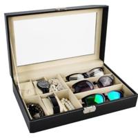Malatec Horloge/bril organizer Lyon - zwart - 9 vakjes - horlogebox - zonnebrillen Malatec Horloge/bril organizer Lyon - zwart - 9 vakjes - horlogebox - zonnebrillen