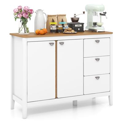 Keuken Kast met 2 Deuren & 3 Lades Houten Sideboard Buffetkast 106 x 40 x 80 cm