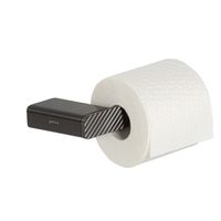 Geesa Shift Toiletrolhouder zonder klep met diagonaal strepenpatroon Zwart metaal geborsteld (rechts)