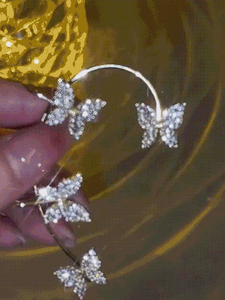 Single Alloy Rhinestone Butterfly Cuff Earring