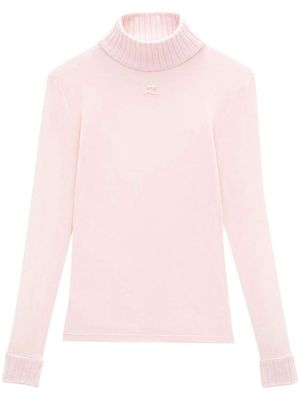 Courrèges haut Reedition à finitions nervurées - Rose