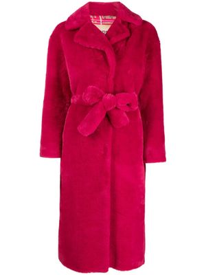 Herno veste en peau lainée artificielle à col cranté - Rose