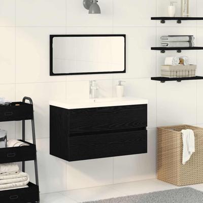 Badkamermeubelset 3 pcs Zwart eiken 80 x 38.5 x 45 cm