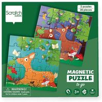 Scratch magnetische puzzel Bosdieren 18 cm karton groen 40 delig - thumbnail
