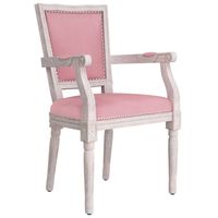 The Living Store Eetkamerstoel Franse Stijl - Fluweel - Roze - 58.5x55.5x97 cm