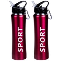 2x Sport Bidon drinkfles/waterfles Sport print rood 600 Ml