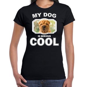 Shar pei honden t-shirt my dog is serious cool zwart voor dames