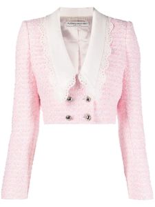 Alessandra Rich veste en tweed à coupe crop - Rose