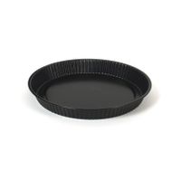 Quiche/taart bakvorm/bakblik geribbeld rond 29 x 3,5 cm zwart