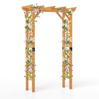 Houten Tuinboog Klimplantenrek van Massief Hout Verlichting Ballonnen Trouwboog voor Ceremonies en Feesten Decoratie voor Gazon-M