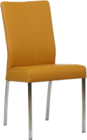 Gele leren moderne eetkamerstoel Comfort - poot vierkant rvs - Toledo Leer Leem (geel leer)