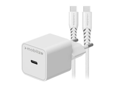 Mobilize Mobilize Wall Charger USB-C GaN 30W with PD/PPS + USB-C Nylon Cable 1.2m White