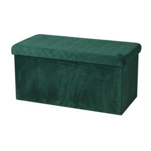 Hocker bank - poef XXL - opbergbox - smaragd groen - polyester/mdf - 76 x 38 x 38 cm - opvouwbaar