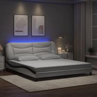 Bedframe met LED-verlichting kunstleer wit en zwart 180x200 cm
