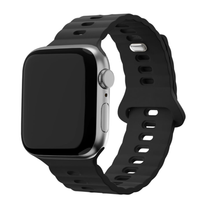 Apple Watch Siliconen Wave Band - Zwart - 38, 40, 41 & 42mm