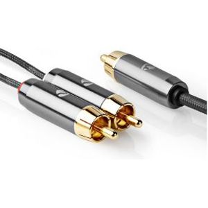 Subwoofer Cable | RCA Male - 2x RCA Male | 3,0 m | Gun Metal Grey Gevlochten