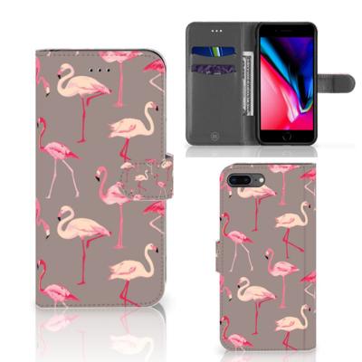 Apple iPhone 7 Plus | 8 Plus | Telefoonhoesje | Met pasjeshouder | Flamingo