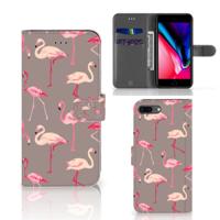 Apple iPhone 7 Plus | 8 Plus | Telefoonhoesje | Met pasjeshouder | Flamingo