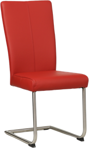 Rode leren industriële eetkamerstoel Dry - poot rond rvs - Toledo Leer Ducati (rood leer)