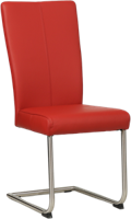 Rode leren industriële eetkamerstoel Dry - poot rond rvs - Toledo Leer Ducati (rood leer)