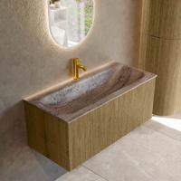 Badmeubel Mondiaz Kurve-Dlux | 100 cm | Meubelkleur Dusk | Wastafelkleur Oza | Solid surface | Wasbak midden spoelbak | 1 kraangat