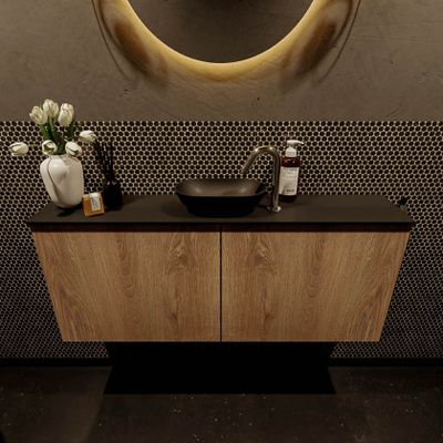 Mondiaz Fowy toiletmeubel 120cm washed oak met blad en waskom urban midden 1 kraangat