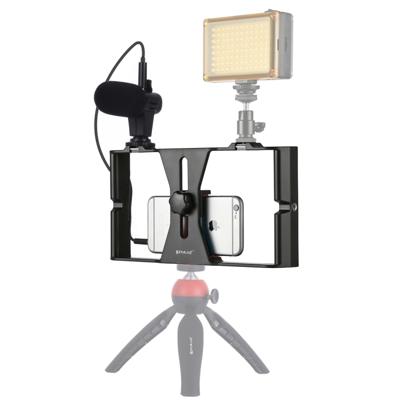 PULUZ 2 in 1 live uitzending smartphone video rig + microfoon Kits voor iPhone Galaxy Huawei Xiaomi HTC LG Google en andere smartphones (rood)