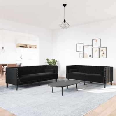 Bankstel 2 pcs Zwart Fluweel