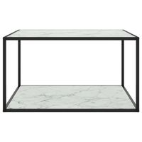 The Living Store Salontafel - Gehard glas en gepoedercoat staal - 90 x 90 x 50 cm - zwart en wit - thumbnail