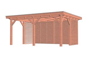 Buitenverblijf Florence 545x425 cm - Plat dak - Combinatie 1- Plat dak- Onbehandeld lariks Douglas hout- Trendhout
