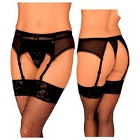 Jarretel Gordel Met Sexy String - Zwart