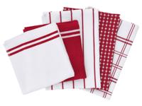 W5 Keukendoeken set 5-delig (Rood/wit)