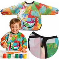 Knutsel schort/verfschort voor peuters - met zak - 1-3 jaar - multi kleuren - waterdicht