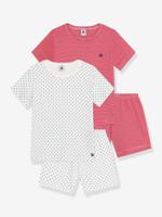 Set van 2 pyjamashorts voor jongens PETIT BATEAU rood, gestreept - thumbnail
