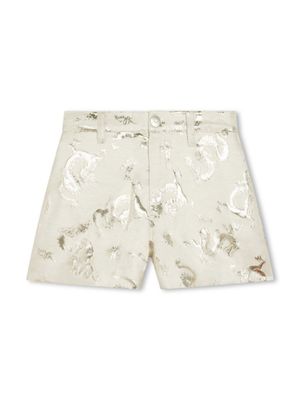 Kenzo Kids short métallisé à motif en léopard - Tons neutres