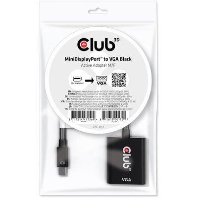 CLUB3D MiniDisplayPort™ to VGA Black Active Adapter M/F