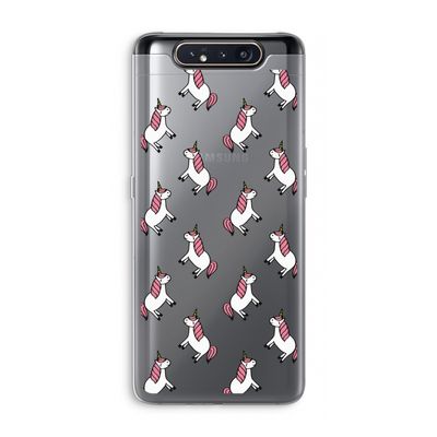 Eenhoorns overal: Samsung Galaxy A80 Transparant Hoesje