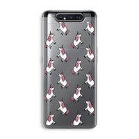 Eenhoorns overal: Samsung Galaxy A80 Transparant Hoesje