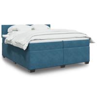 Boxspring met matras fluweel blauw 200x200 cm