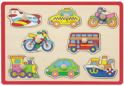 Jouéco vormenpuzzel Voertuigen junior hout 8 stukjes