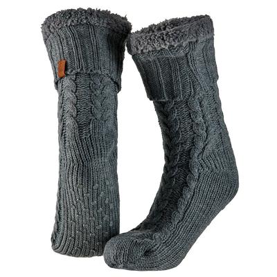 Huissokken - grijs - anti-slip - fleece/gebreid - heren - one size - slofsokken
