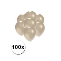 Metallic zilveren ballonnen klein 100 stuks - thumbnail